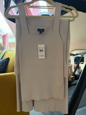 NWT Splendid Ribbed Knit 2-Piece Set Tank & Skirt Oatmeal Size Small, $246 MSRP
